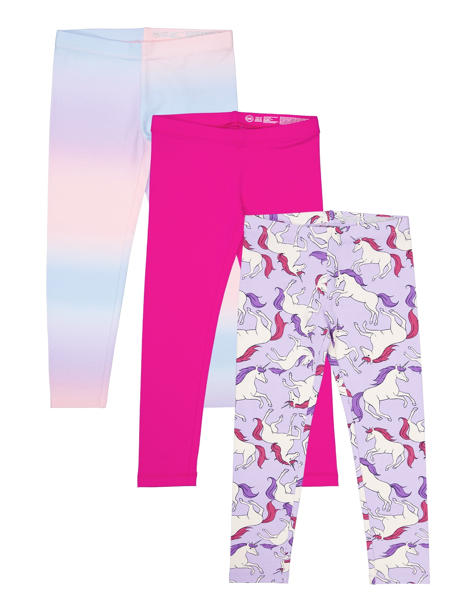 Wonder Nation Girls Kid Tough Leggings, 3-Pack, Sizes 4-18 & Plus