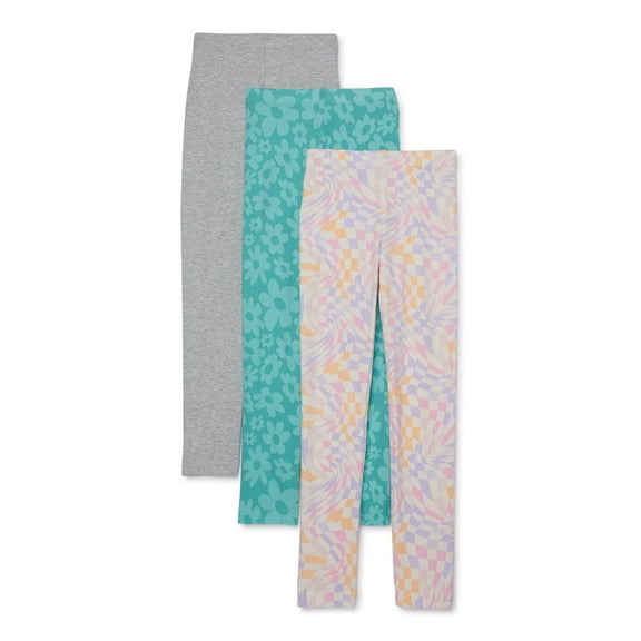 Wonder Nation Girls Kid Tough Leggings, 3-Pack, Sizes 4-18 & Plus