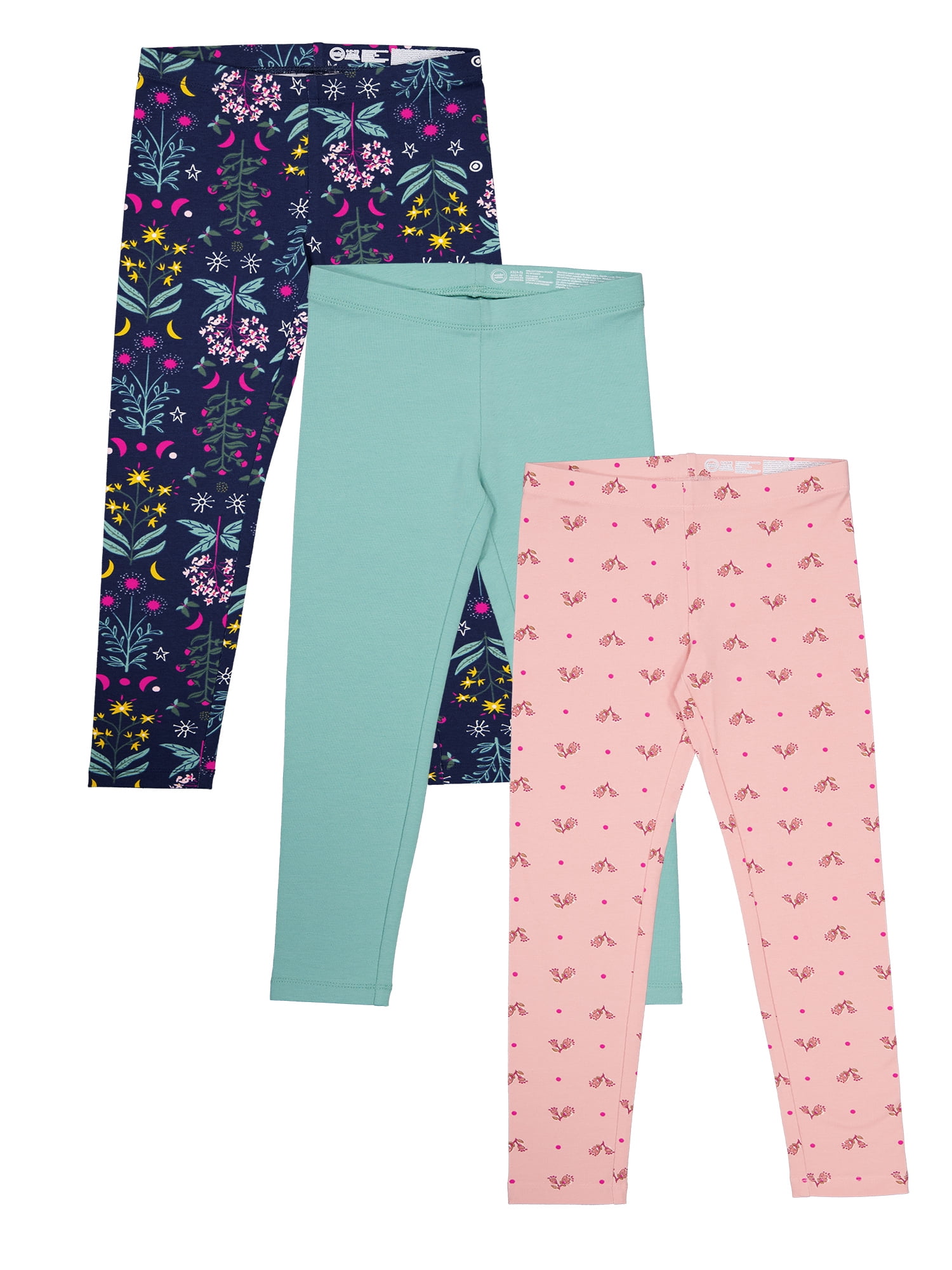 Wonder Nation Girls Kid Tough Leggings, 3-Pack, Sizes 4-18 & Plus