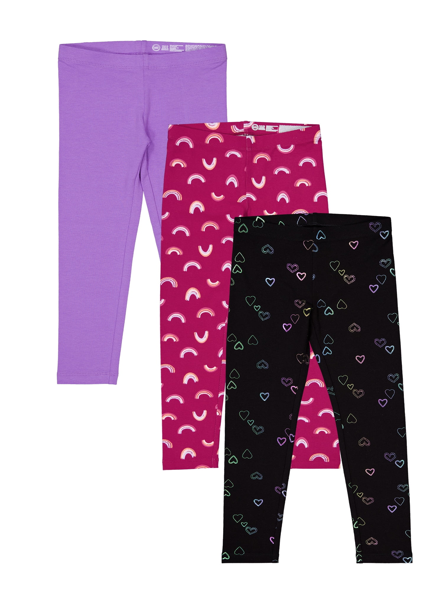 Wonder Nation Girls Kid Tough Leggings, 3-Pack, Sizes 4-18 & Plus