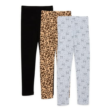 Wonder Nation Girls Kid Tough Leggings, 3-Pack, Sizes 4-18 & Plus