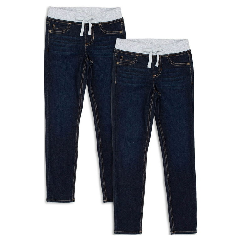 Wonder Nation Girls Kid Tough Rib Waist Pull On Jegging Jeans 2 Pack Sizes 4 18 Plus Walmart