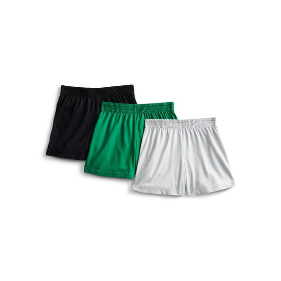 Wonder Nation Girls Kid Tough Knit Shorts, 3-Pack, Sizes 4-18 & Plus