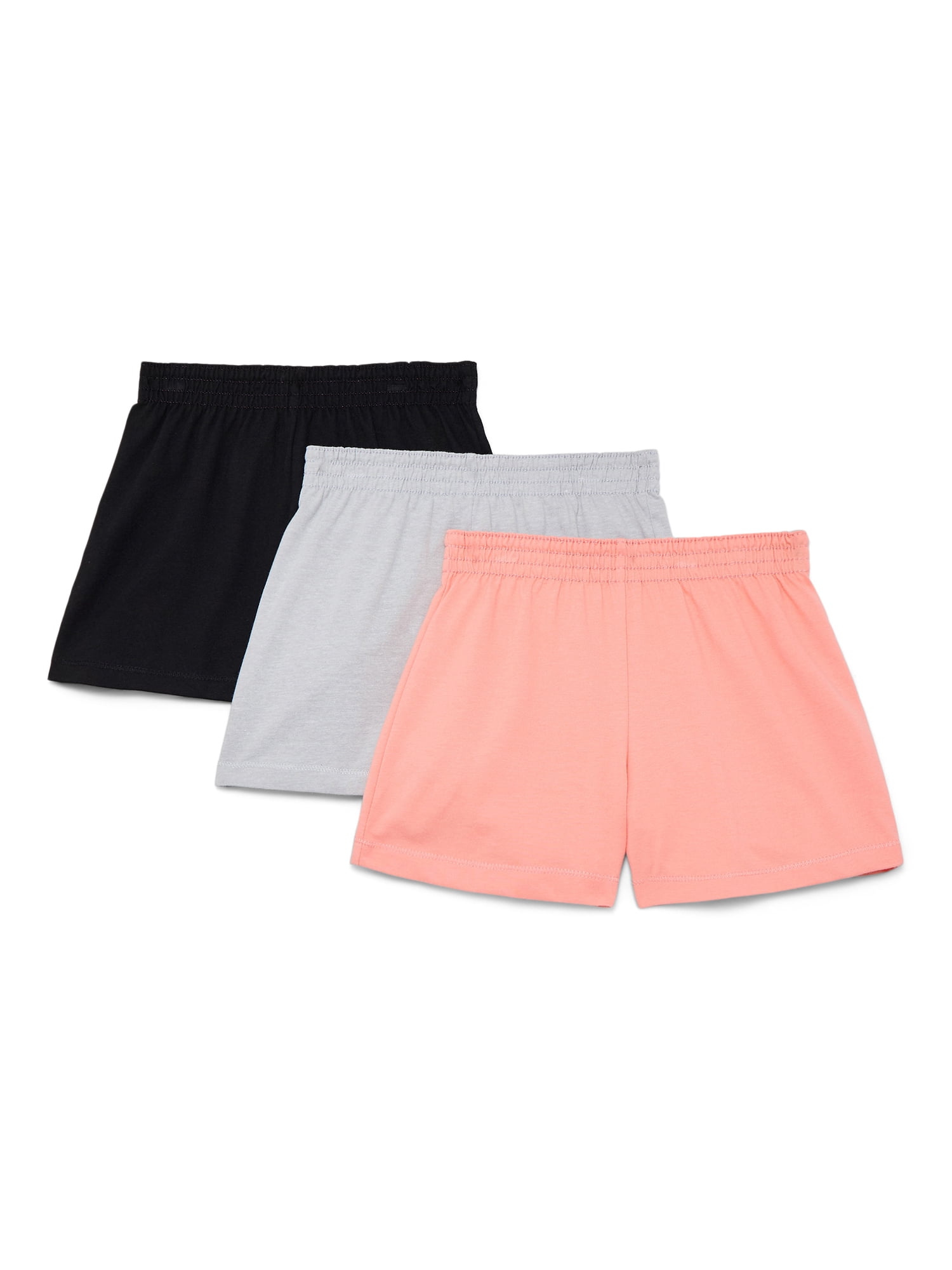 Wonder Nation Girls Kid Tough Knit Shorts, 3-Pack, Sizes 4-18 & Plus