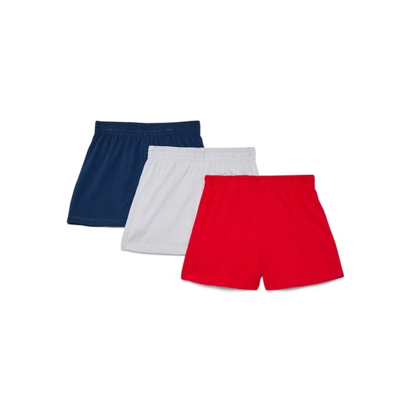 Wonder Nation Girls Kid Tough Knit Shorts, 3-Pack, Sizes 4-18 & Plus