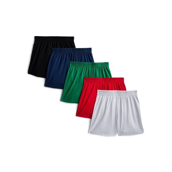 Wonder Nation Girls Kid Tough Knit Shorts, 5-Pack, Sizes 4-18 & Plus