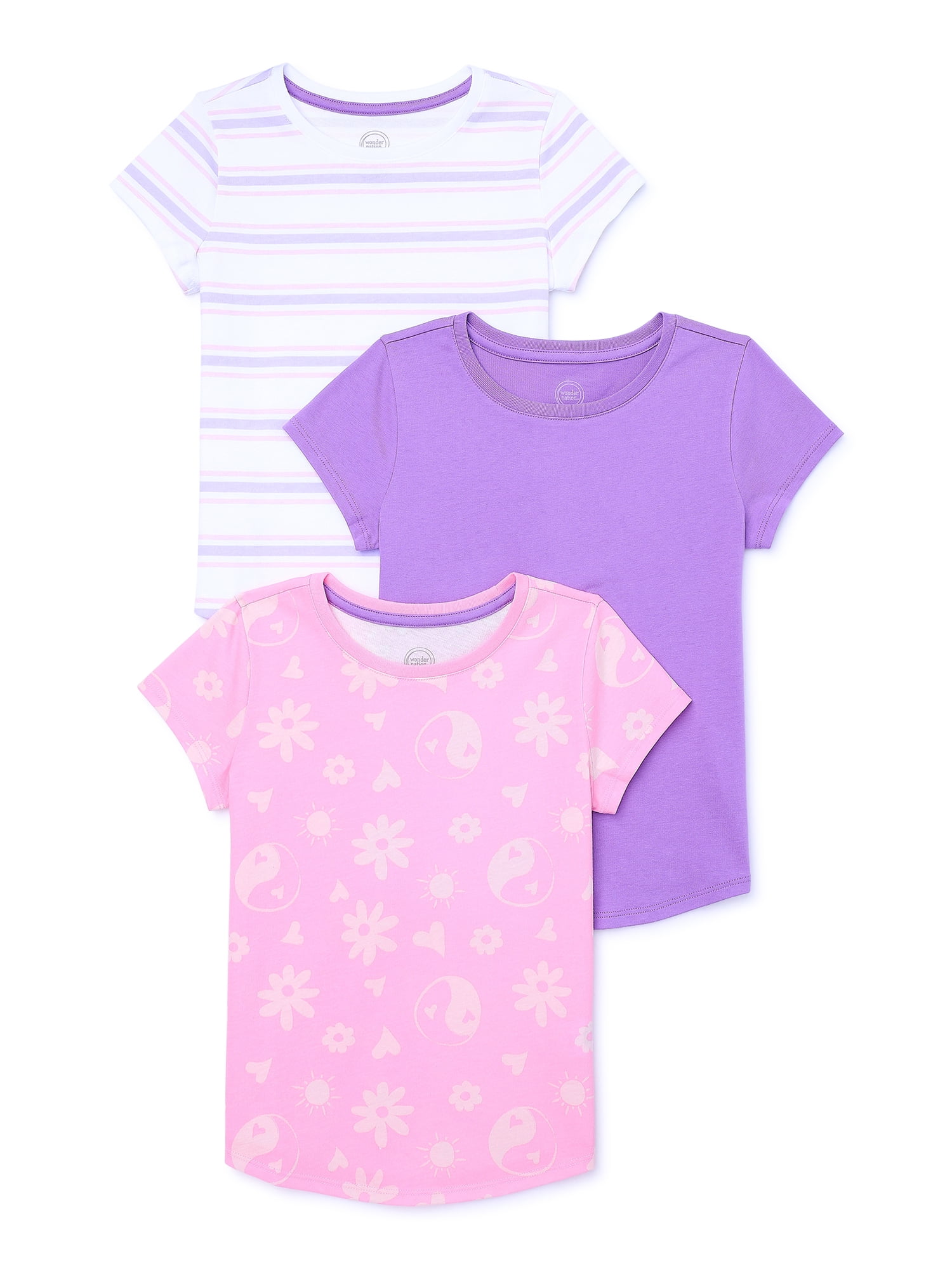 Wonder Nation Girls Kid Tough T Shirt With Short Sleeves 3 Pack Sizes wonder-nation-girls-kid-tough-t-shirt-with-short-sleeves-3-pack-sizes