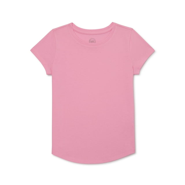 Wonder Nation Girls Kid Tough T-Shirt with Short Sleeves, Sizes 4-18 & Plus