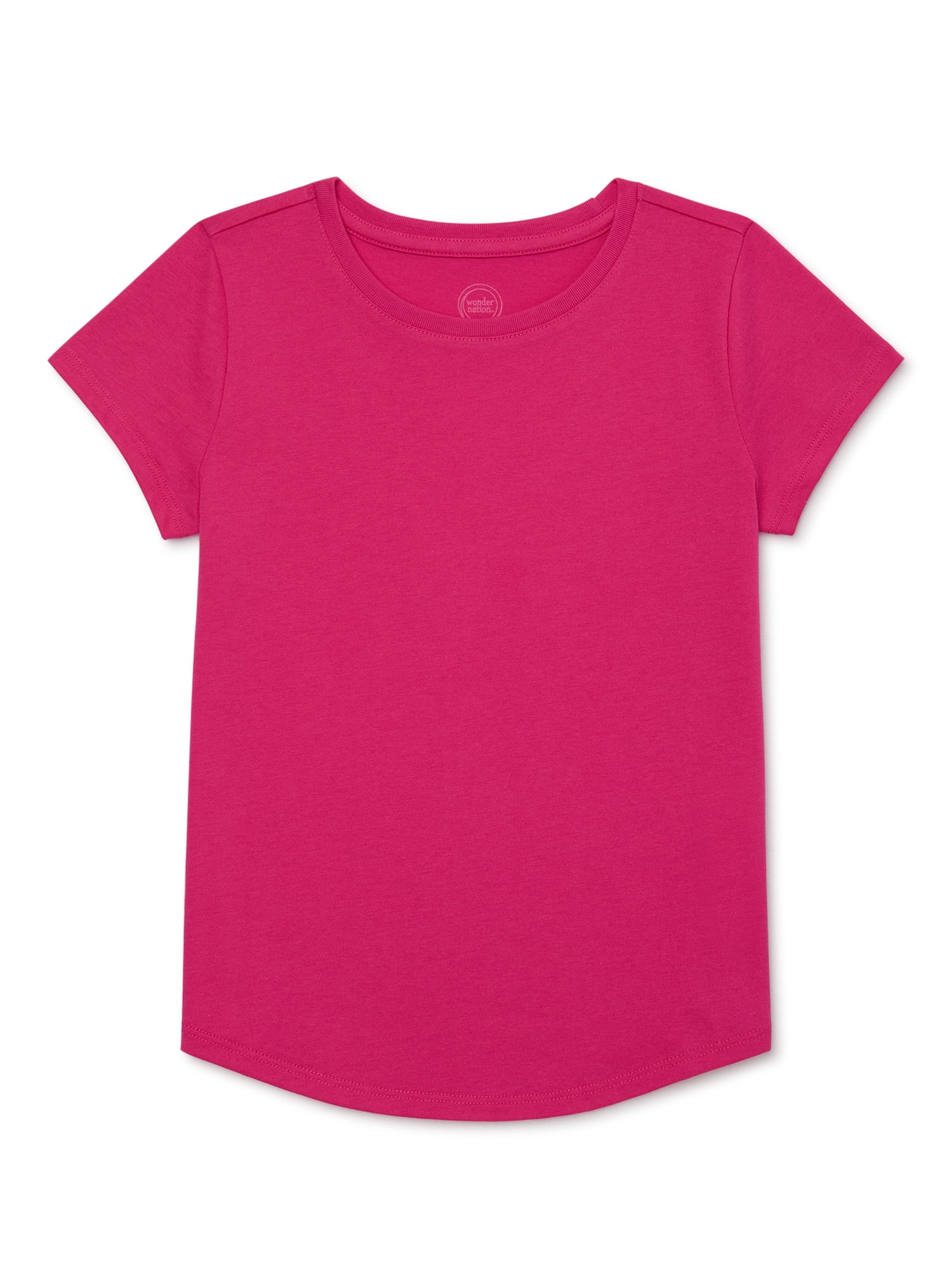 Wonder Nation Girls Kid Tough T-Shirt with Short Sleeves, Sizes 4-18 & Plus