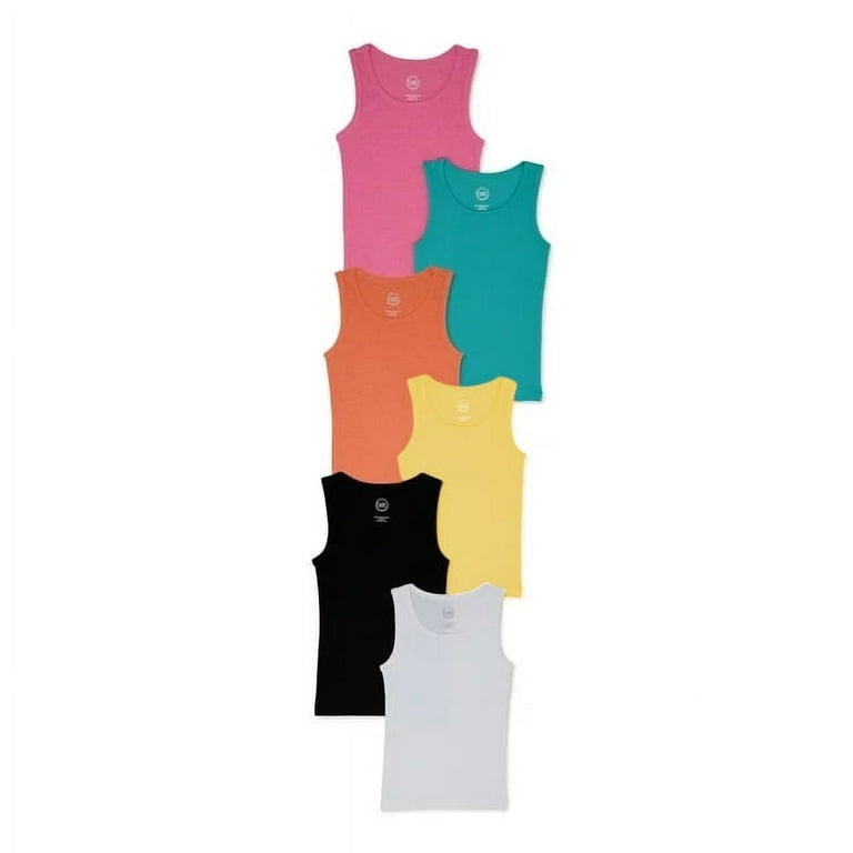 Wonder Nation Girls Kid Tough Tank Top, 6-Pack, Sizes 4-18