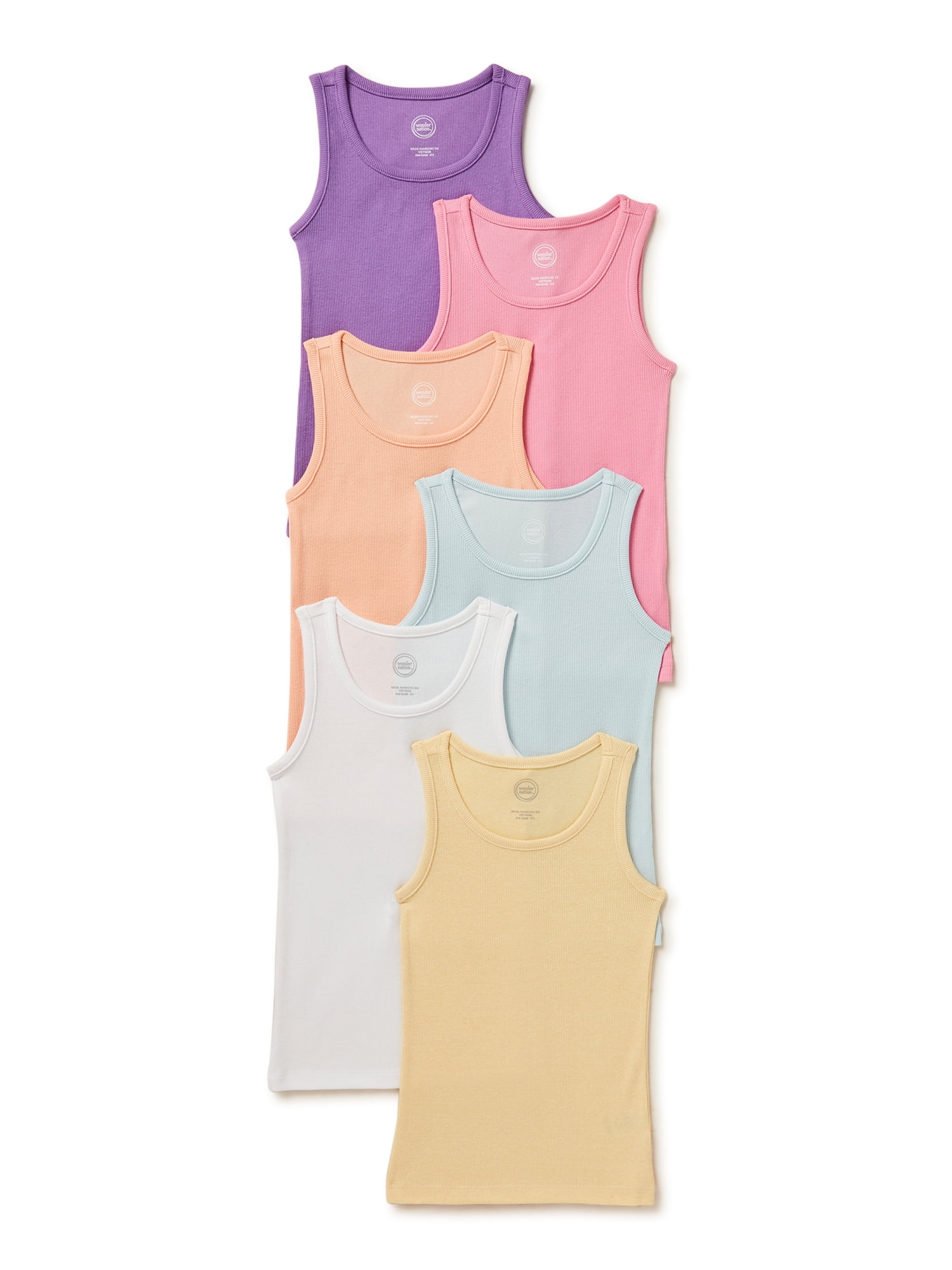 Wonder Nation Girls Tank Tops 6-Pack - Soft & Stylish