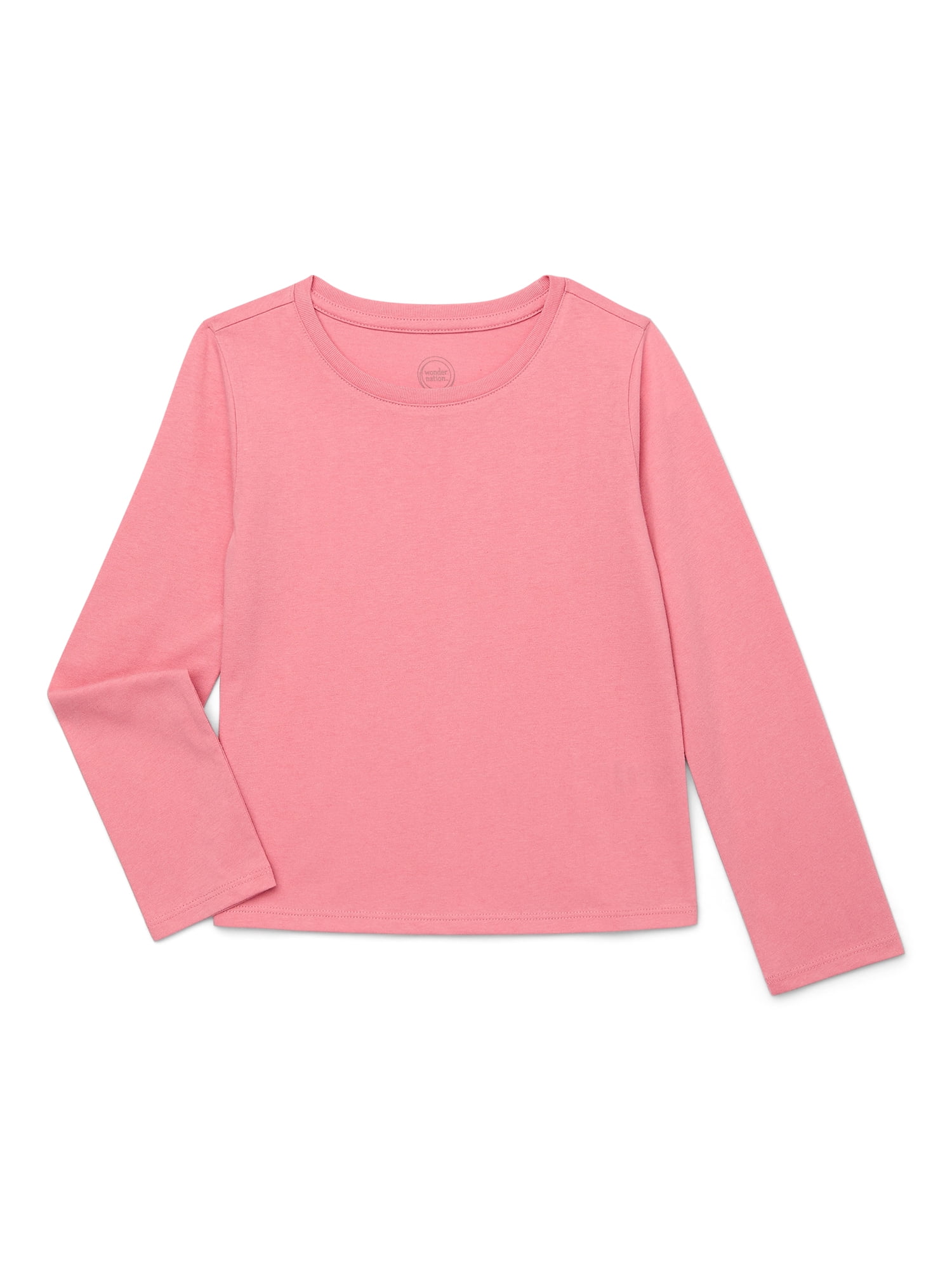 Wonder Nation Girls Kid Tough Tee with Long Sleeves, Sizes 4-18 & Plus