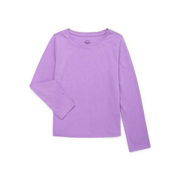 Wonder Nation Girls Kid Tough Tee with Long Sleeves, Sizes 4-18 & Plus