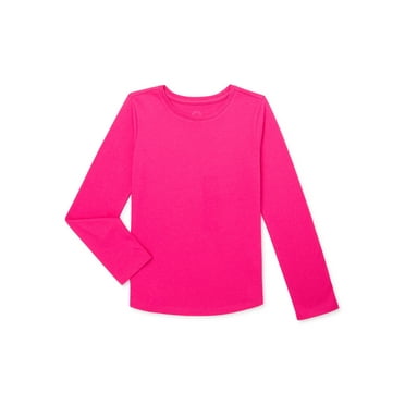 Wonder Nation Girls Kid Tough Tee with Long Sleeves, Sizes 4-18 & Plus