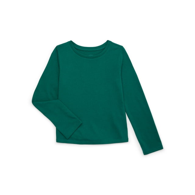 Wonder Nation Girls Kid Tough Tee with Long Sleeves, Sizes 4-18 & Plus