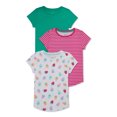 thumbnail image 1 of Wonder Nation Girls Kid Tough Tee with Short Sleeves, 3-Pack, Sizes 4-18 & Plus, 1 of 4