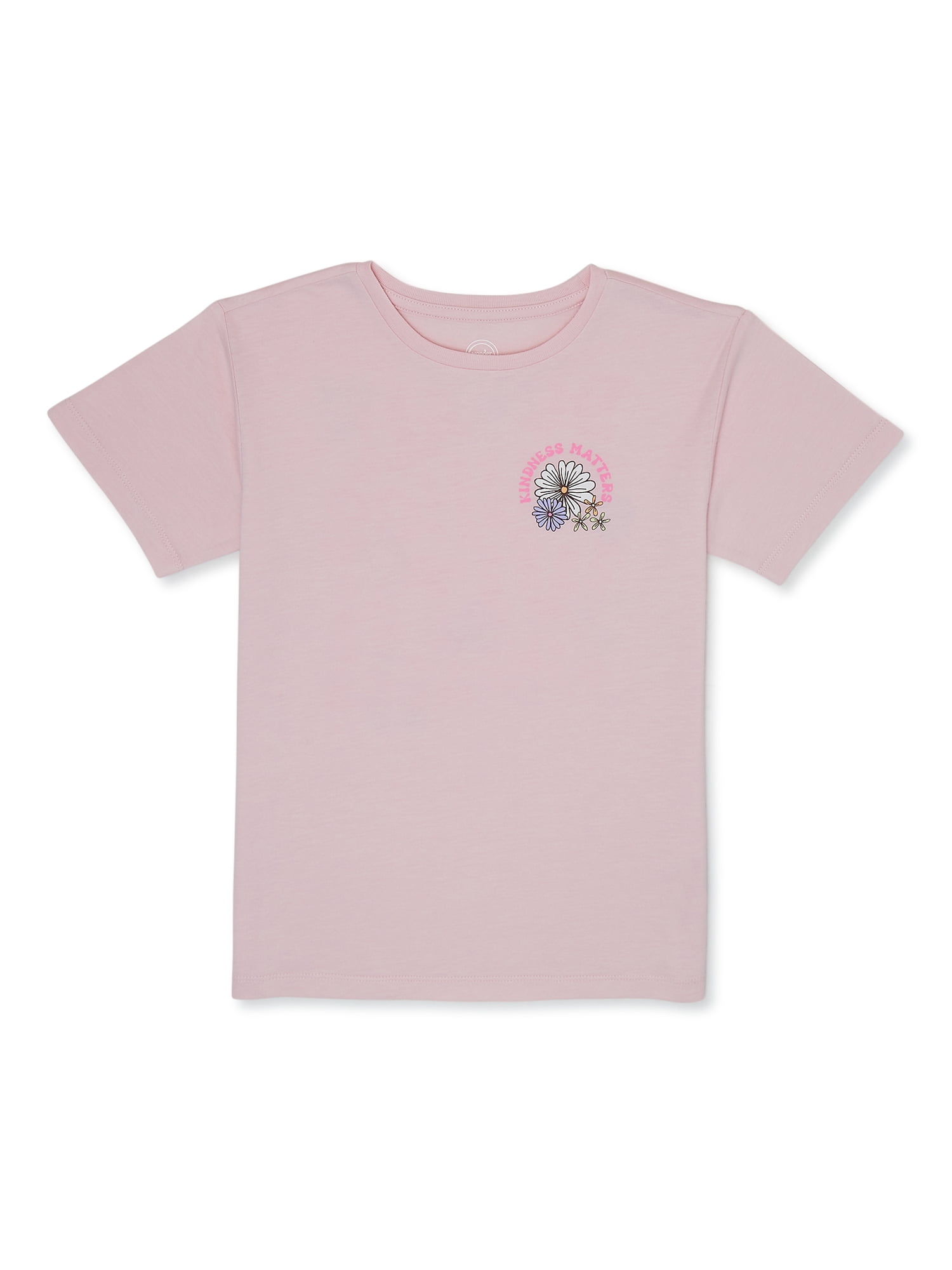 Wonder Nation Girls Kindness Matters Graphic Tee with Short Sleeves, Sizes 4-18