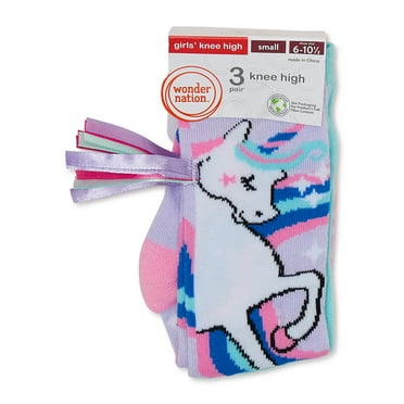 Wonder Nation Girls Knee High Fashion Socks, 3-Pack, Sizes S-L
