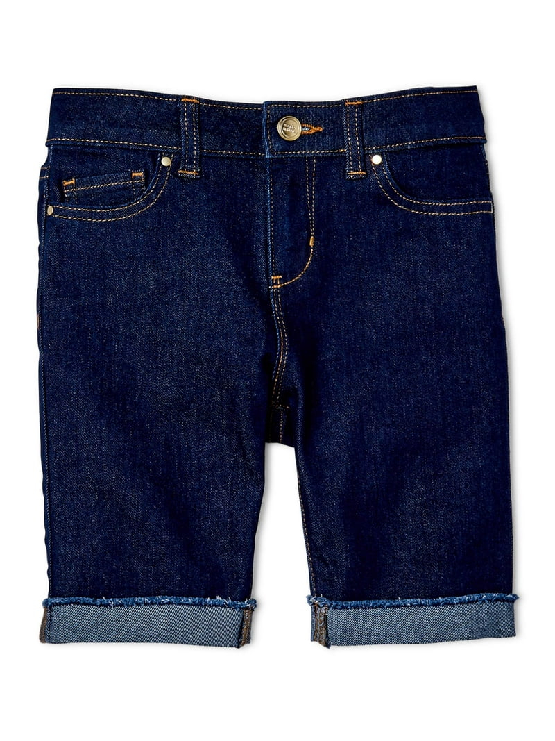 Wonder Nation Girls Knee Length Denim Jean Shorts, Sizes 5-18