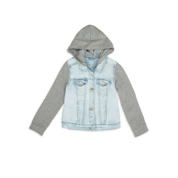 Wonder Nation Girls Knit Sleeve Denim Jacket, Sizes 4-18 & Plus
