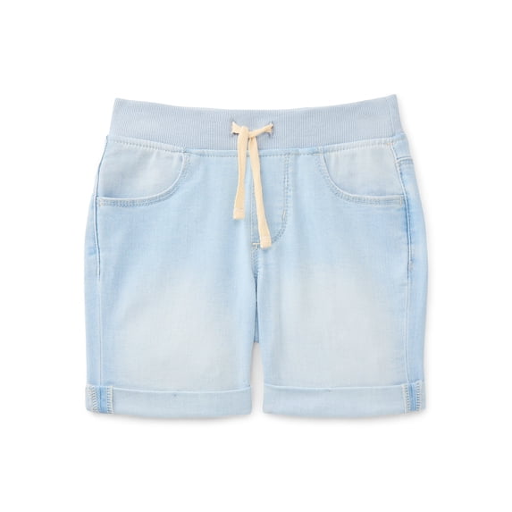 Wonder Nation Girls Knit Waistband Denim Shorts, Sizes 4-18 & Plus