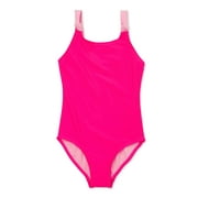 Wonder Nation Girls’ Knotted Strap One-Piece Swimsuit with UPF 50, Sizes 4-18 & Plus