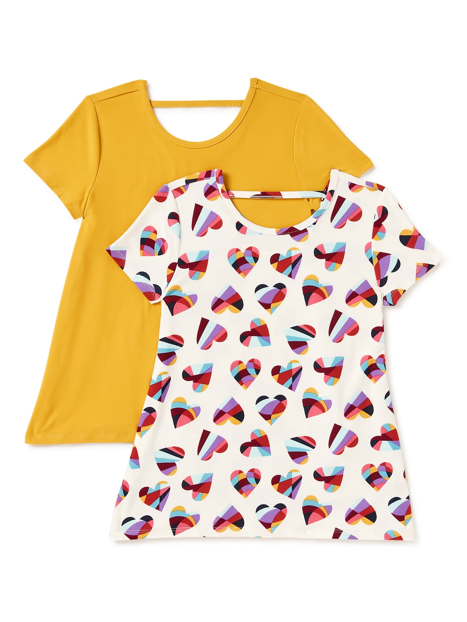 Wonder Nation Girls Ladder-Back Swing T-Shirts, 2-Pack, Sizes 4-18 & Plus