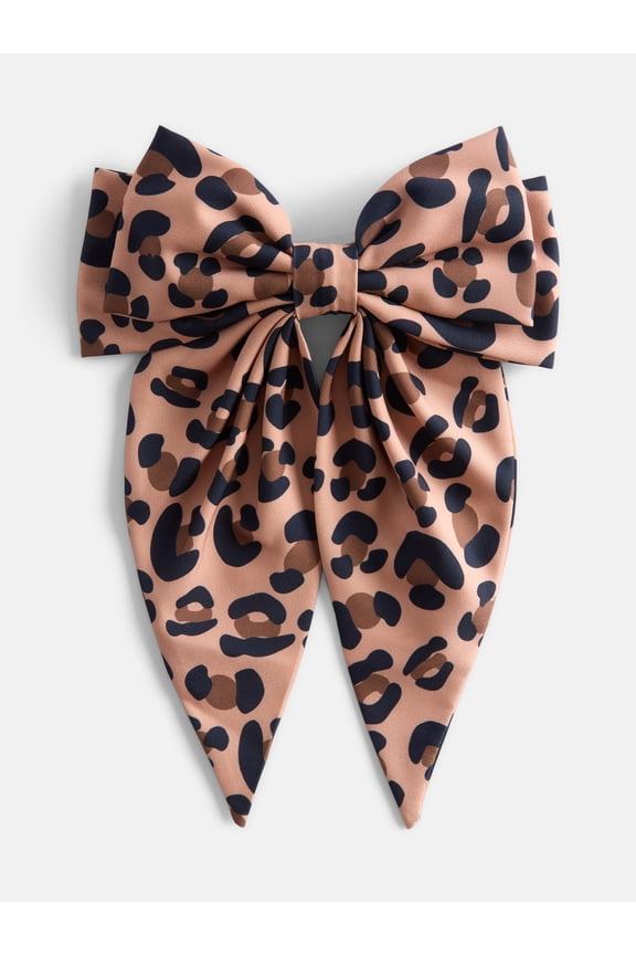 Girls Large Hair Bow, Cheetah Print