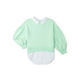 thumbnail image 1 of Wonder Nation Girls Layered Look Sweatshirt with Collar, Sizes 4-18 & Plus, 1 of 3