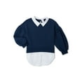 thumbnail image 1 of Wonder Nation Girls Layered Look Sweatshirt with Collar, Sizes 4-18 & Plus, 1 of 3