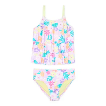 Wonder Nation Girls’ Tiered Tankini Swimsuit with UPF 50, 2-Piece, 4-16