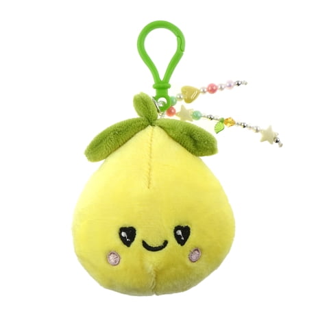 Girls Lemon Plush Keychain Bag Charm, Yellow