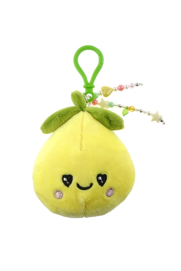 Girls Lemon Plush Keychain Bag Charm, Yellow