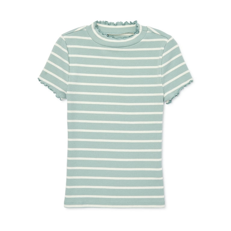 Wonder Nation Girls Lettuce Edge Mock Neck Top Walmart