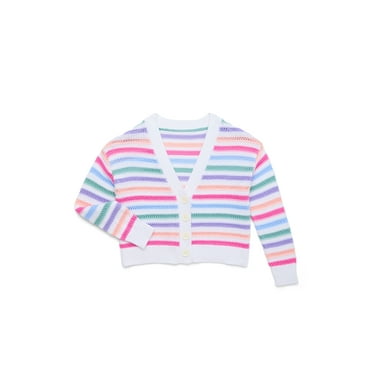Wonder Nation Girls Long Sleeve Button Down Cardigan, Sizes 4-18 & Plus
