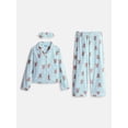 thumbnail image 1 of Wonder Nation Girls Long Sleeve Button Front Top and Pants with Eye Mask, 3-Piece Sleep Set, Sizes 4-18, 1 of 3