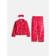 thumbnail image 1 of Wonder Nation Girls Long Sleeve Button Front Top and Pants with Eye Mask, 3-Piece Sleep Set, Sizes 4-18, 1 of 4