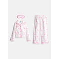thumbnail image 1 of Wonder Nation Girls Long Sleeve Button Front Top and Pants with Eye Mask, 3-Piece Sleep Set, Sizes 4-18, 1 of 4