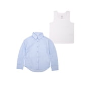 Wonder Nation Girls' Long Sleeve Button-up Shirt and Rib Tank, Sizes 4-18 & Plus