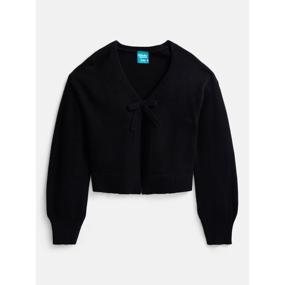 Wonder Nation Girls Bow Front Cardigan with Long Sleeves, Sizes 4-18 & Plus