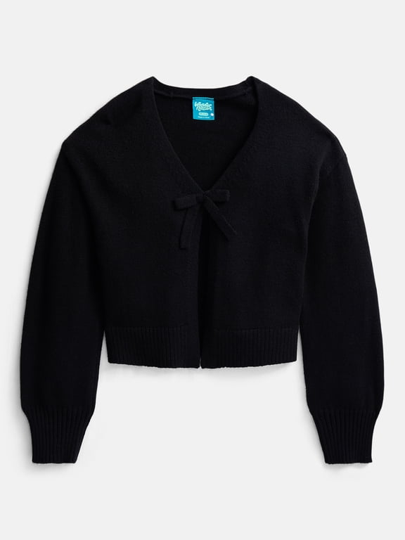 Girls Bow Front Cardigan with Long Sleeves, Sizes 4-18 & Plus