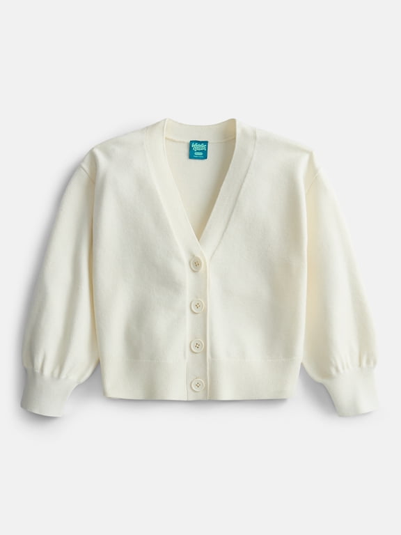 Girls' Button Front Cardigan Sweater with Long Sleeves, Sizes 4-18 & Plus