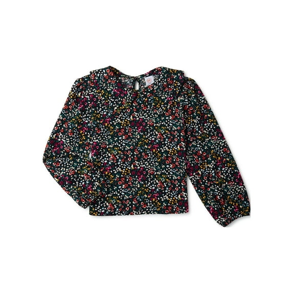 Wonder Nation Girls Long Sleeve Collared Top, Sizes 4-18 & Plus