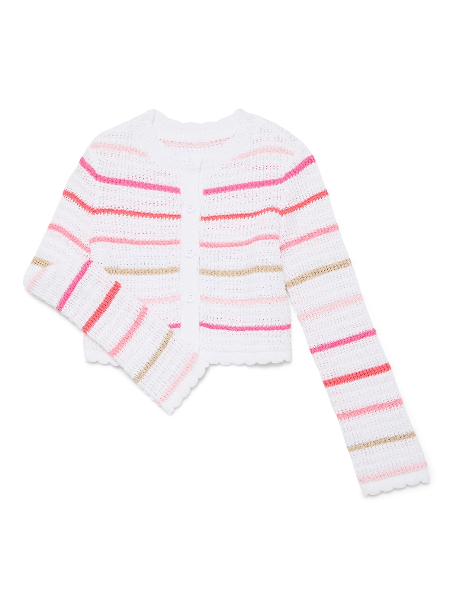 Wonder Nation Girls Crewneck Cardigan with Long Sleeves, Sizes 4-18 & Plus