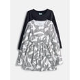 thumbnail image 1 of Wonder Nation Girls Long Sleeve Dress, 2 Pack, Sizes 4-18 & Plus, 1 of 3