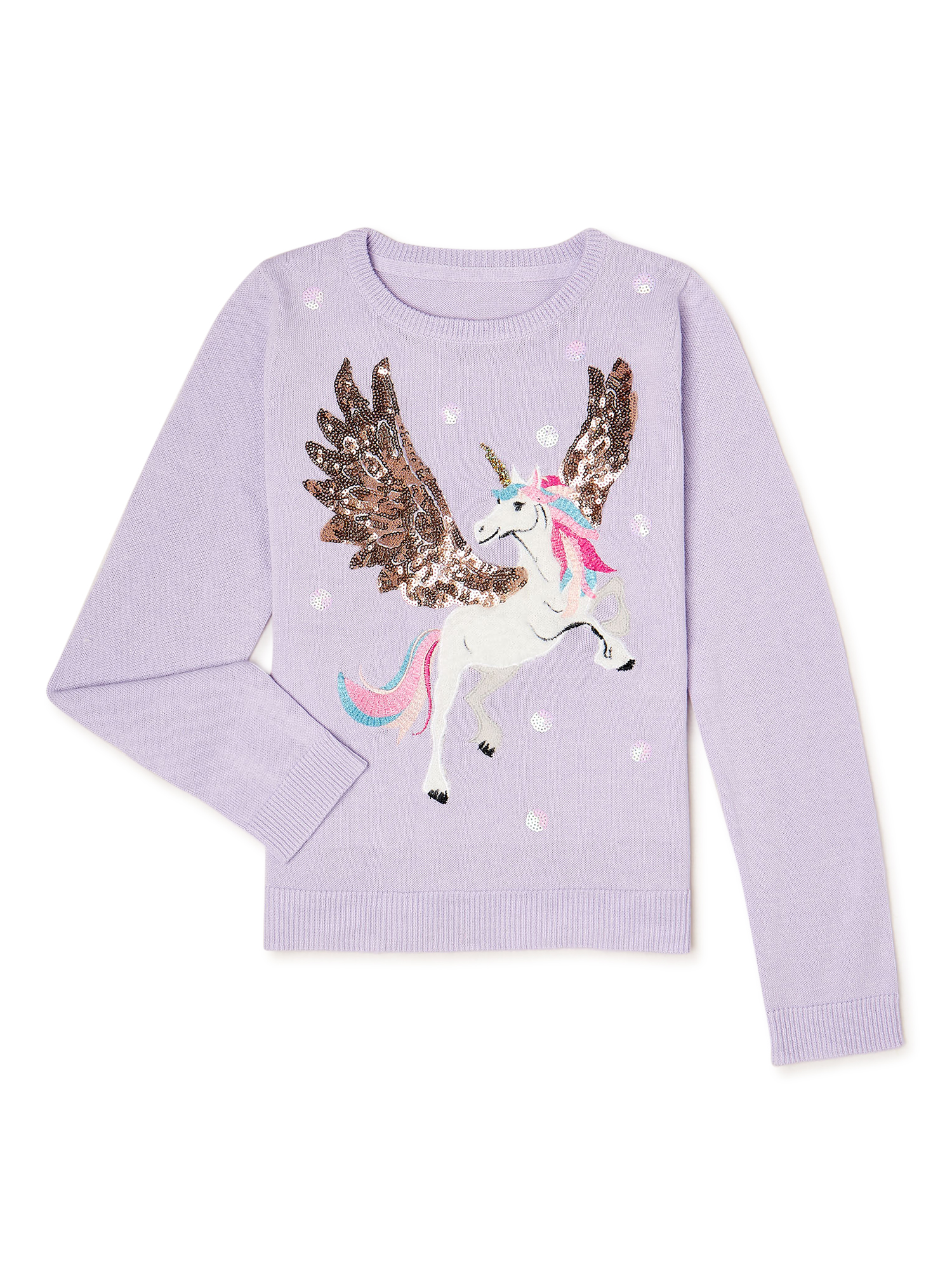 Wonder Nation Girls Long Sleeve Embellished Sweater, Sizes 4-18 & Plus - image 1 of 3