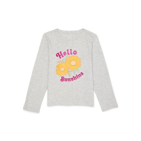 Wonder Nation Girls Long Sleeve Embellished T-Shirt, Sizes 4-18 & Plus