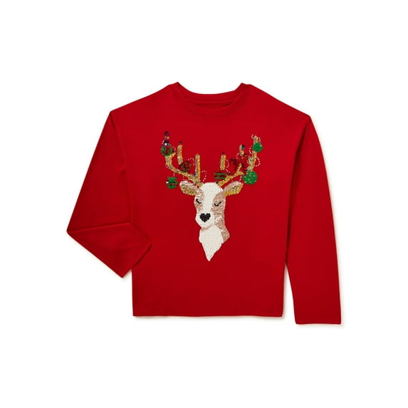Wonder Nation Girls Long Sleeve Embellished T-Shirt, Sizes 4-18 & Plus