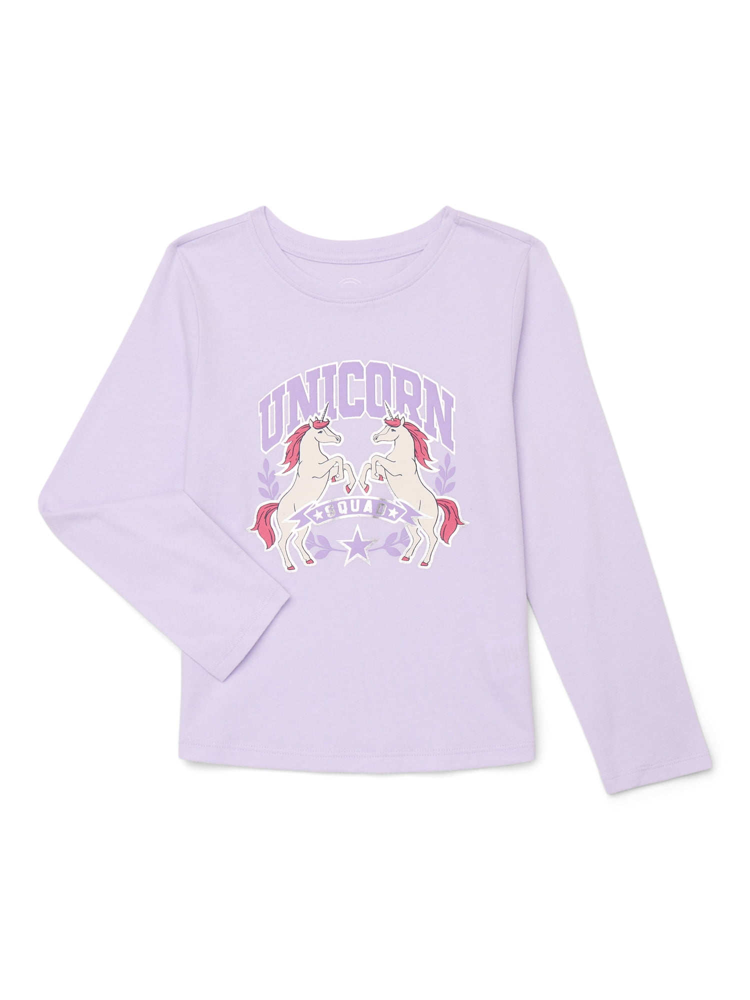 Wonder Nation Girls Embellished Tee with Long Sleeves, Sizes 4-18 & Plus