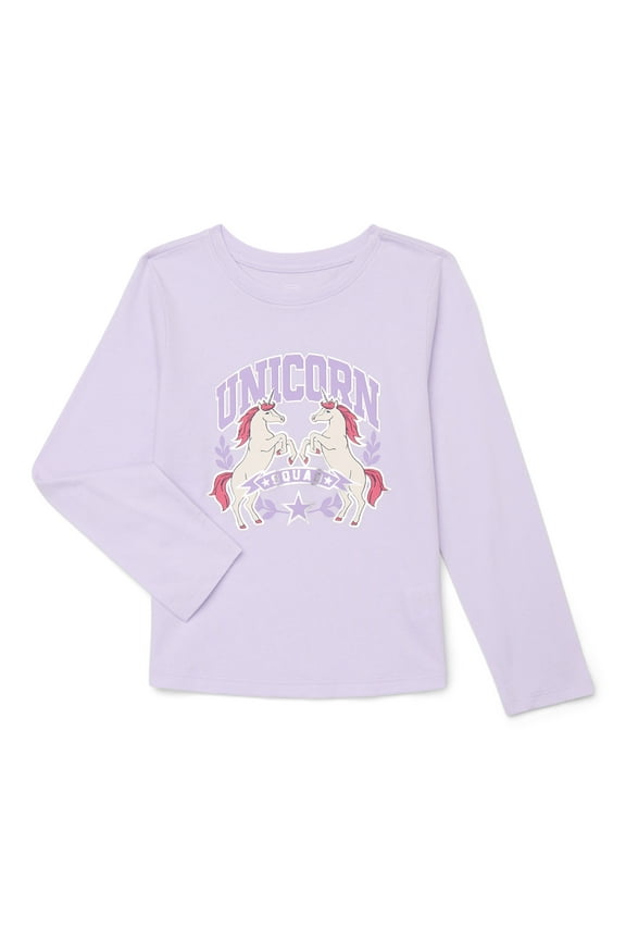 Girls Embellished Tee with Long Sleeves, Sizes 4-18 & Plus